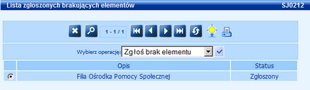 lista brakujacych elementow